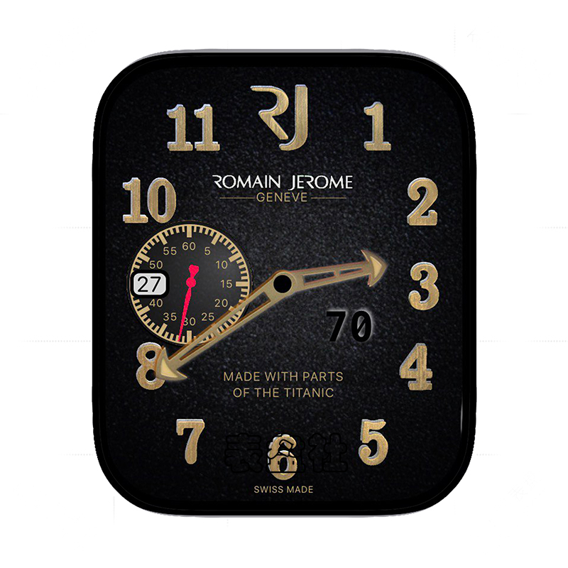 简约金色数字指针黑色表盘