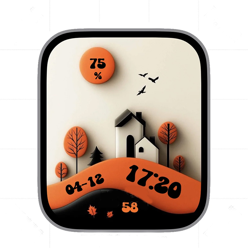 3D造景小房子简约数字表盘