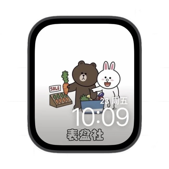 line friend小灰熊与小白兔苹果手表iwatch壁纸表盘