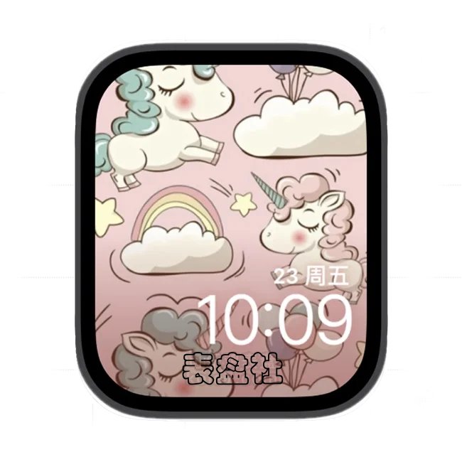 彩虹色独角兽苹果手表iwatch壁纸表盘