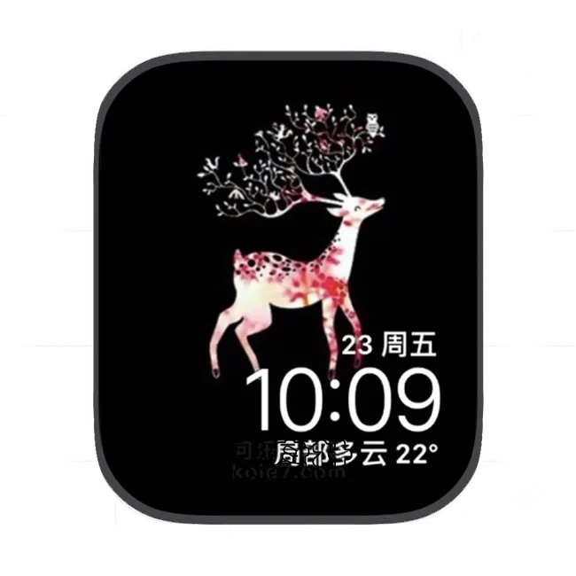 小花鹿插画苹果手表iwatch壁纸表盘