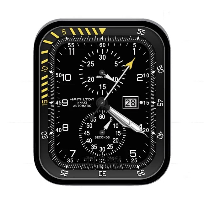 hamilton汉米尔顿酷黑色双盘式年历表盘