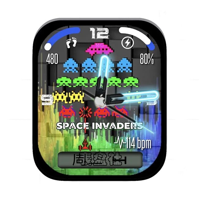 SPACE INVADERS太空入侵者经典小游戏原生日期表盘