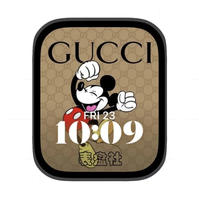 GUCCI古驰浅黄色迪士尼米老鼠苹果手表iwatch壁纸人像表盘