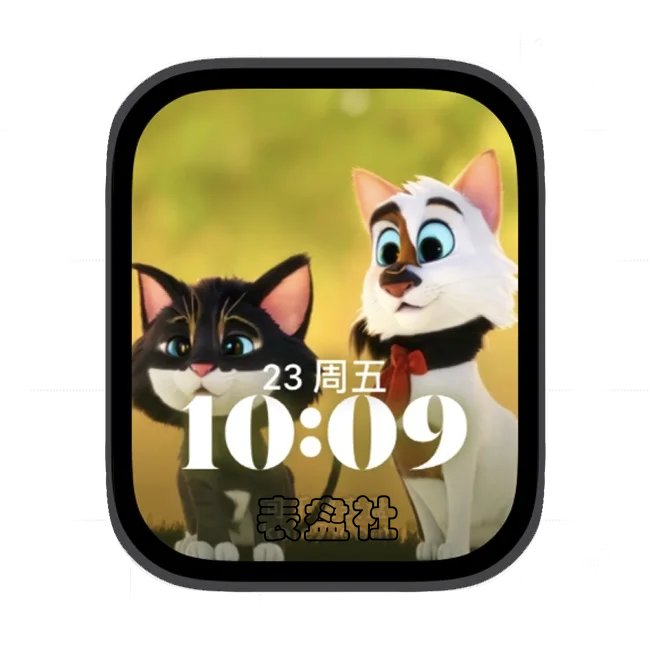 小白狗小黑猫苹果手表iwatch壁纸人像表盘