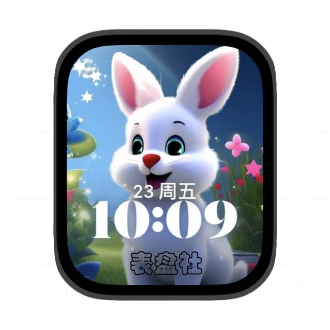 可爱小白兔苹果手表iwatch壁纸人像表盘