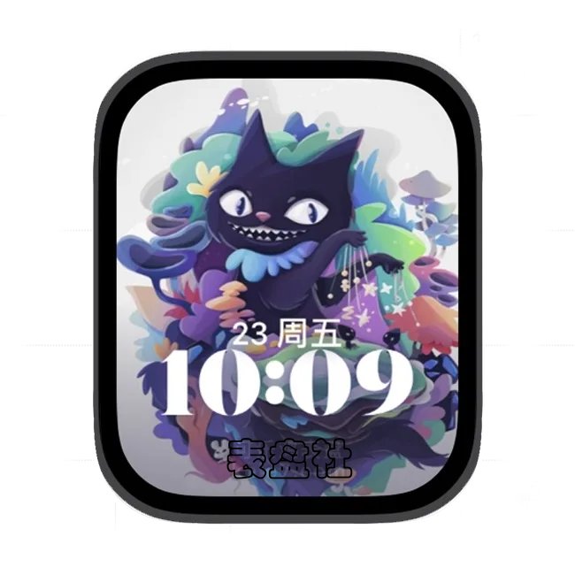 AI小黑猫苹果手表iwatch壁纸人像表盘
