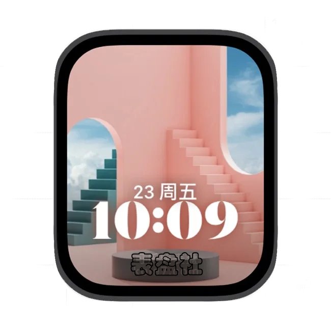 桃花色建筑苹果手表iwatch壁纸人像表盘