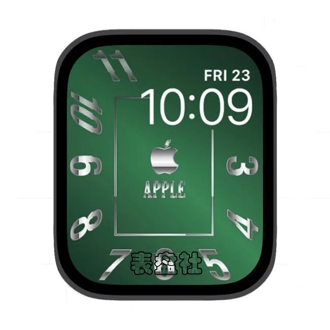 APPLE苹果绿色底数字简约苹果手表iwatch壁纸表盘