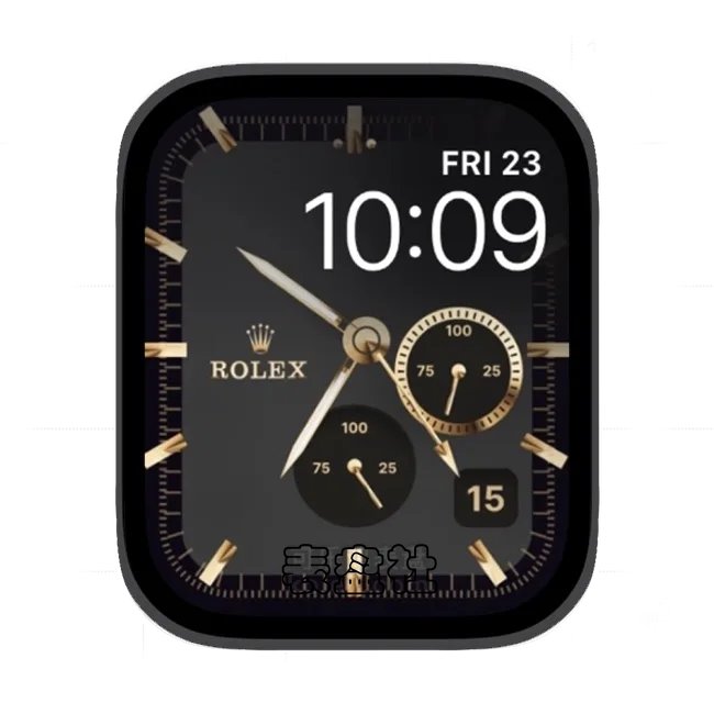 ROLEX劳力士酷黑金双盘式金属年历苹果手表iwatch壁纸表盘