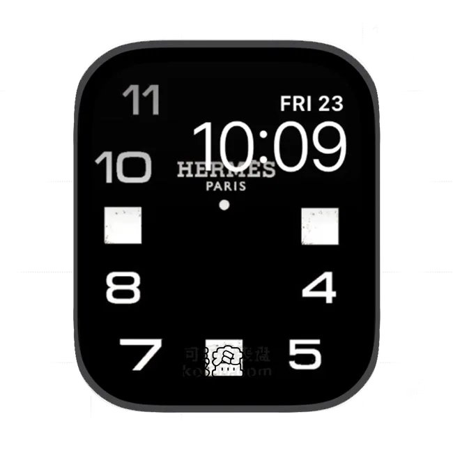 Hermès爱马仕炭黑色数字简约苹果手表iwatch壁纸表盘