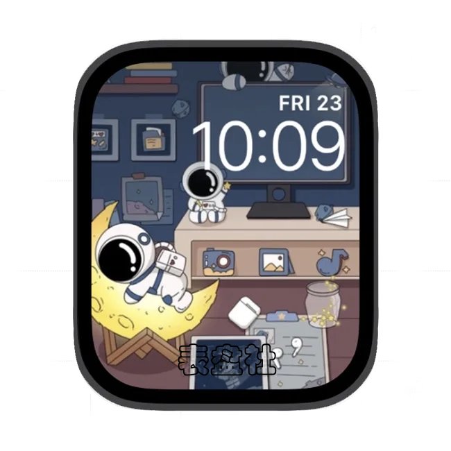 两只可爱的太空人苹果手表iwatch壁纸表盘