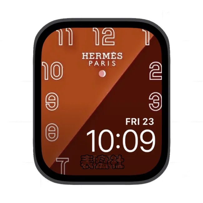 HERMES爱马仕棕色黄数字简约苹果手表iwatch壁纸表盘
