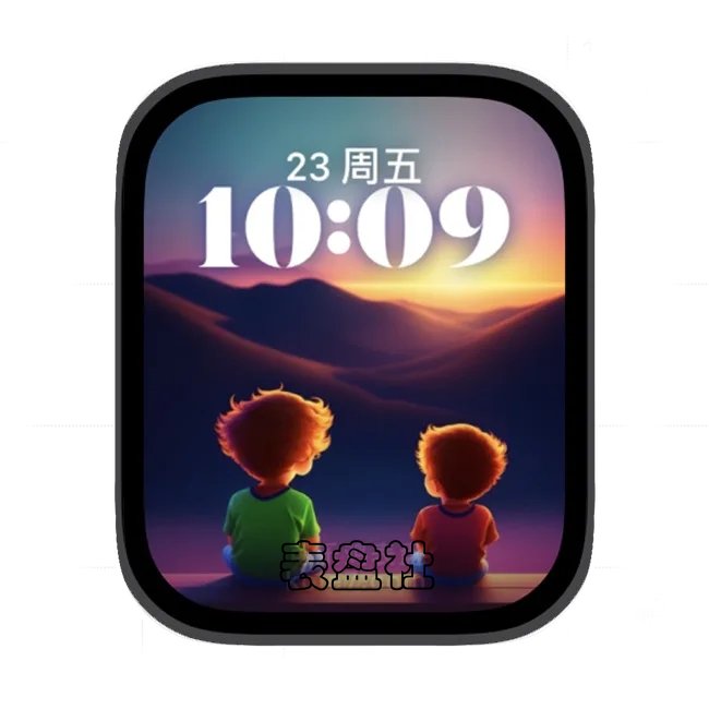 看日落的小男孩苹果手表iwatch壁纸人像表盘