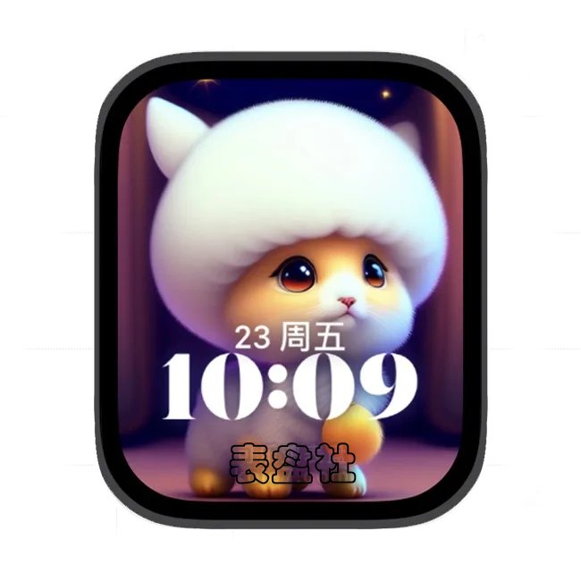 AI毛绒绒的小猫咪苹果手表iwatch壁纸人像表盘