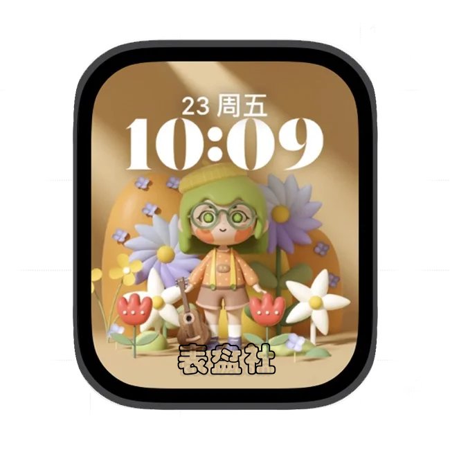 AI吉他女孩苹果手表iwatch壁纸人像表盘