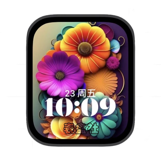 AI色彩太阳花苹果手表iwatch壁纸人像表盘