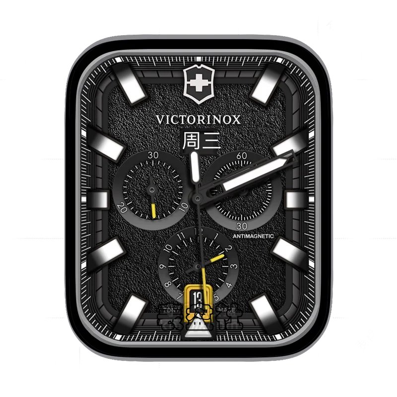 Victorinox 维氏磨砂黑黄白三盘大时刻表盘