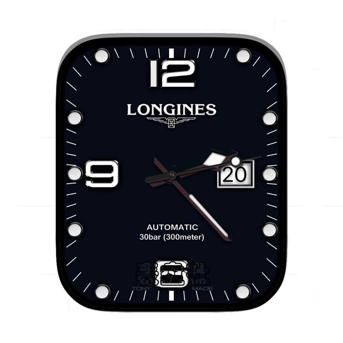 Longines浪琴酷黑简约数字年历表盘