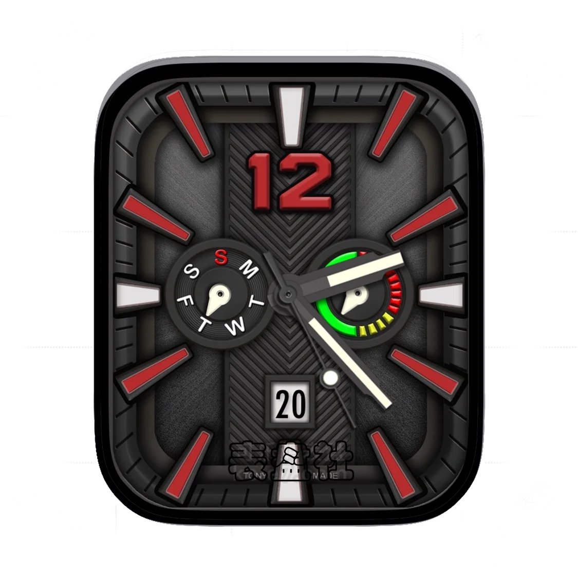 高级黑褐色双盘式年历表盘