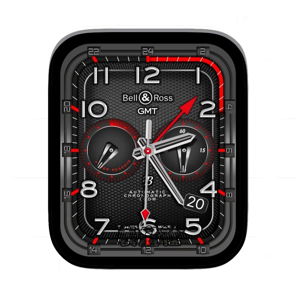 Bell&Ross柏莱士酷黑三盘式年历表盘