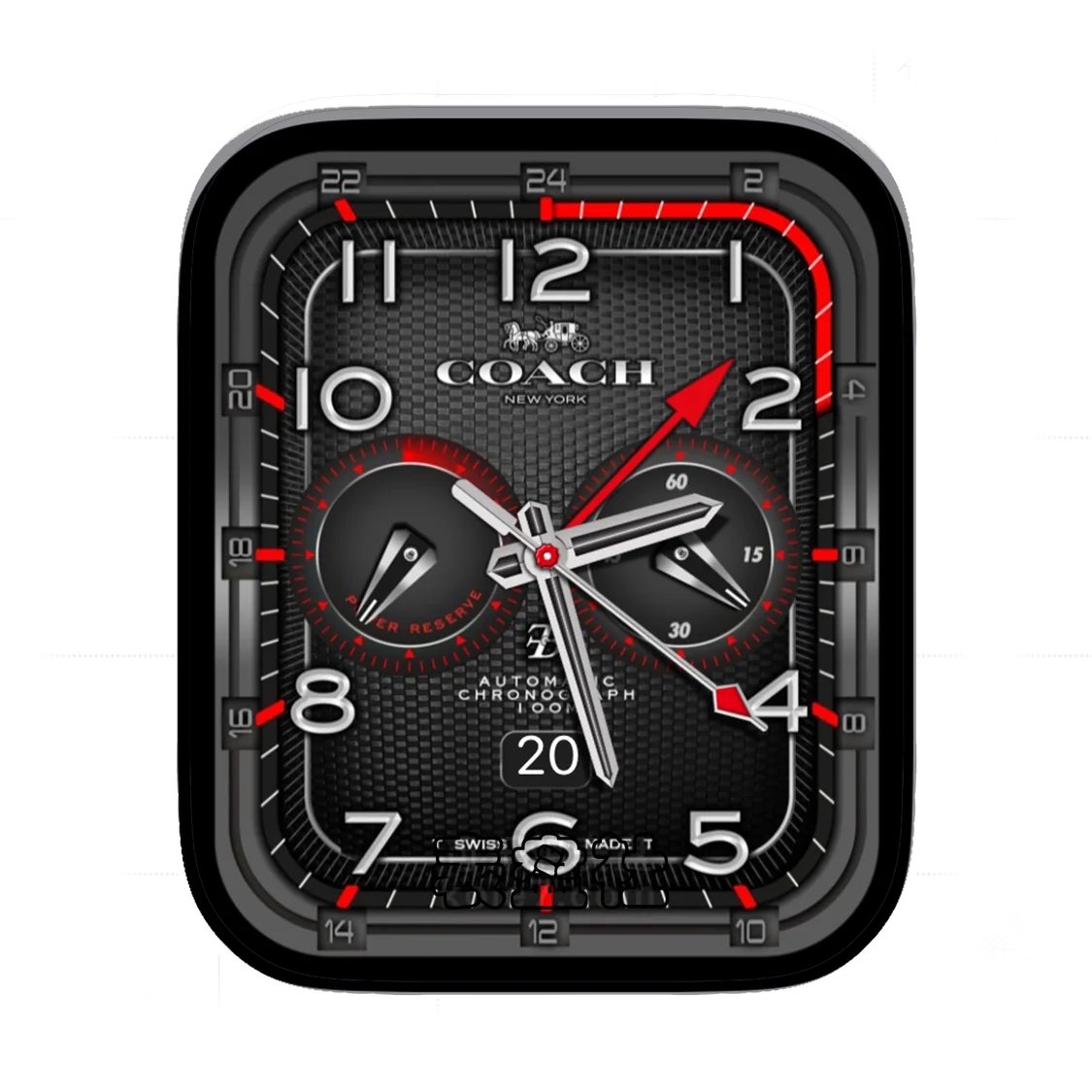 COACH蔻驰酷黑双盘式年历表盘