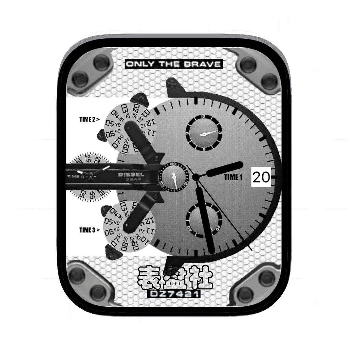 Diesel 迪赛ONLY THE BRAVE勇往直前灰底多盘式年历表盘