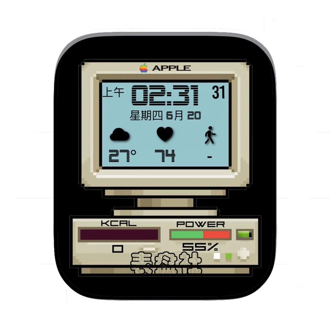 APPLE苹果logo老款计算机复杂功能显示表盘