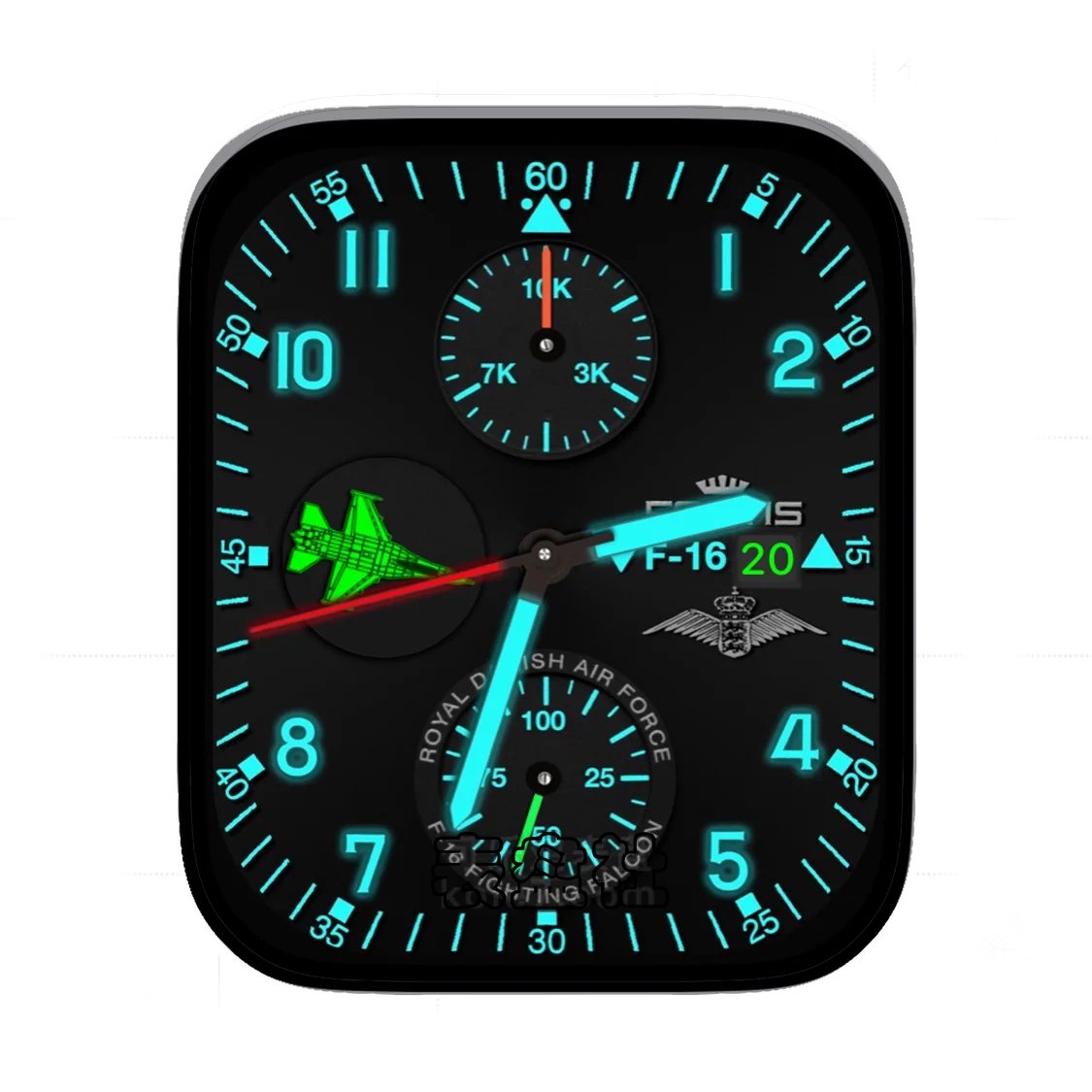 FORTIS富利斯丹麦皇家空军 F-16 夜光蓝Ultra专用表盘