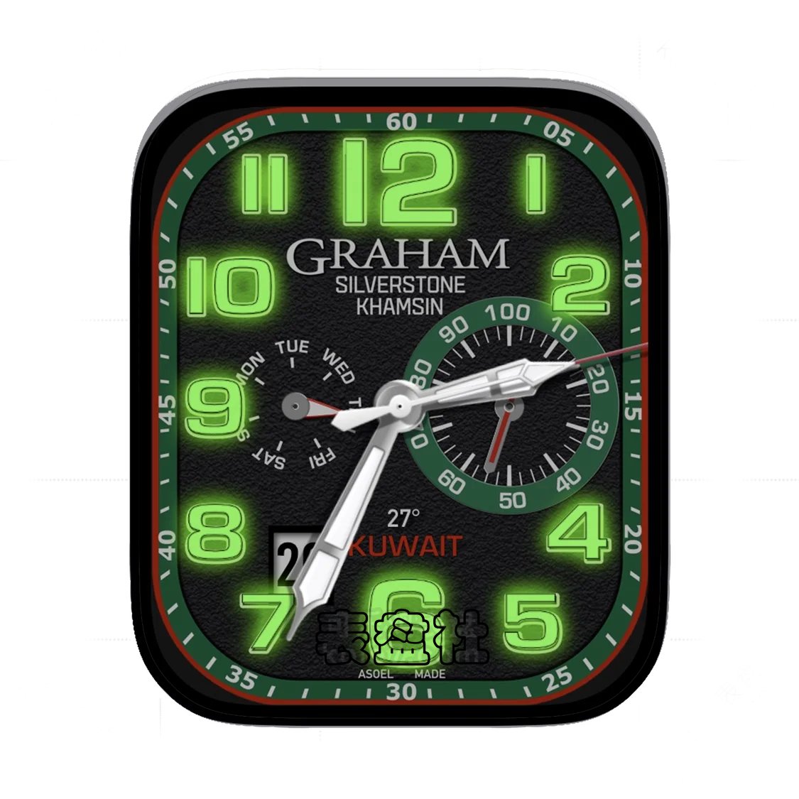 GRAHAM格林汉姆磨砂黑荧光绿双盘式Ultra专用表盘