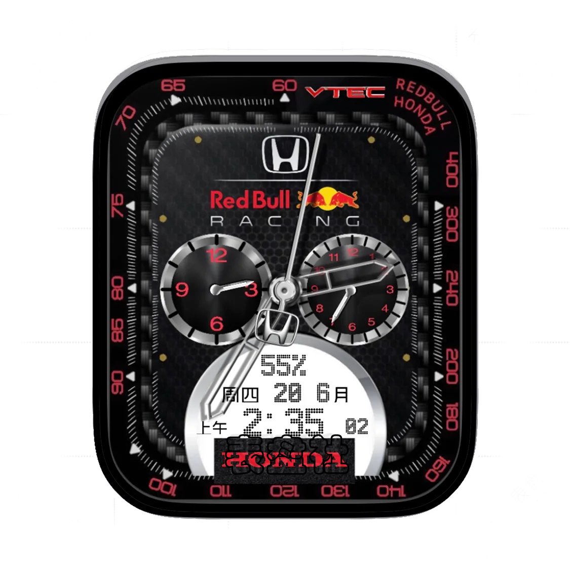 HONDA本田红牛简约数字双盘式表盘