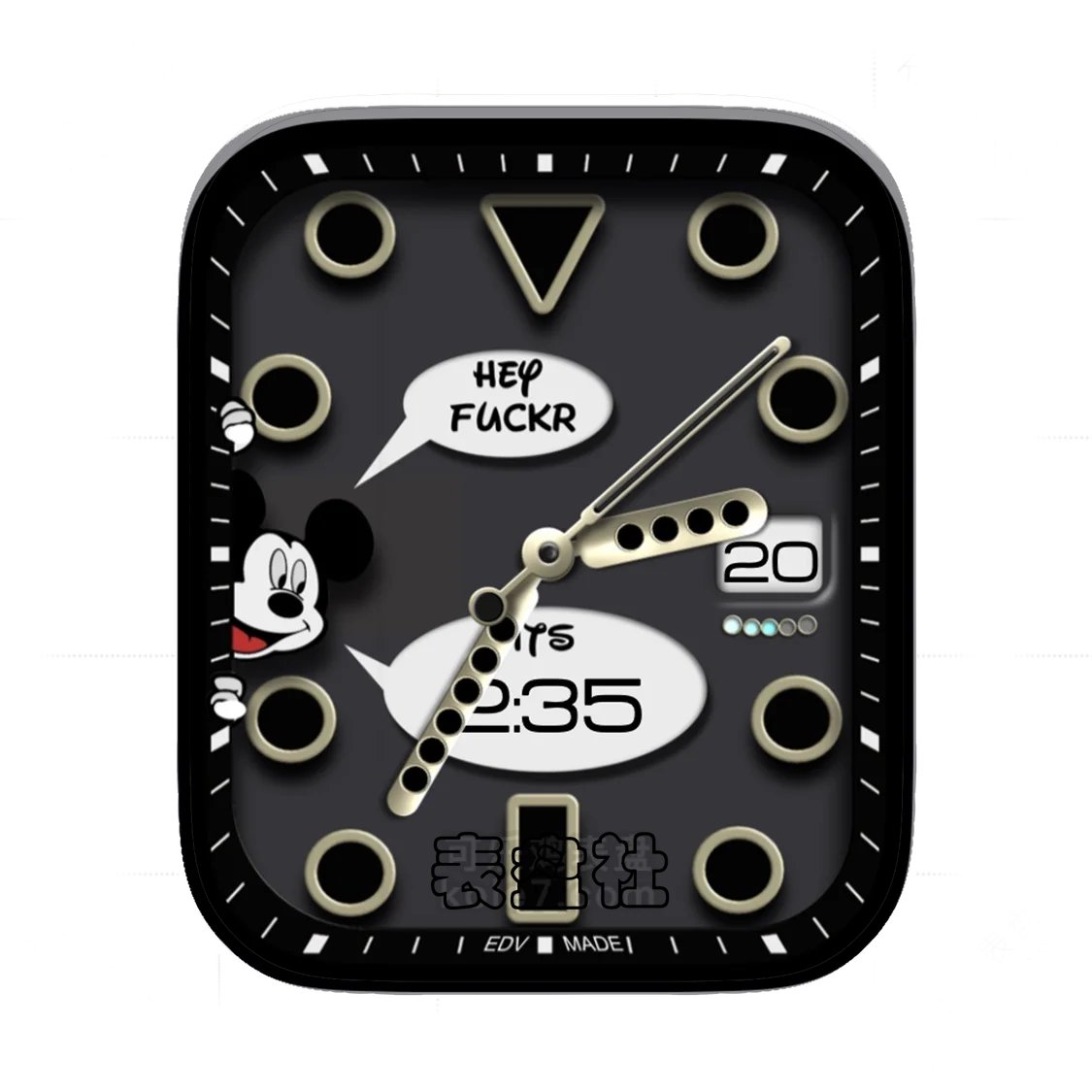 Mickey米奇灰黑简约时间表盘