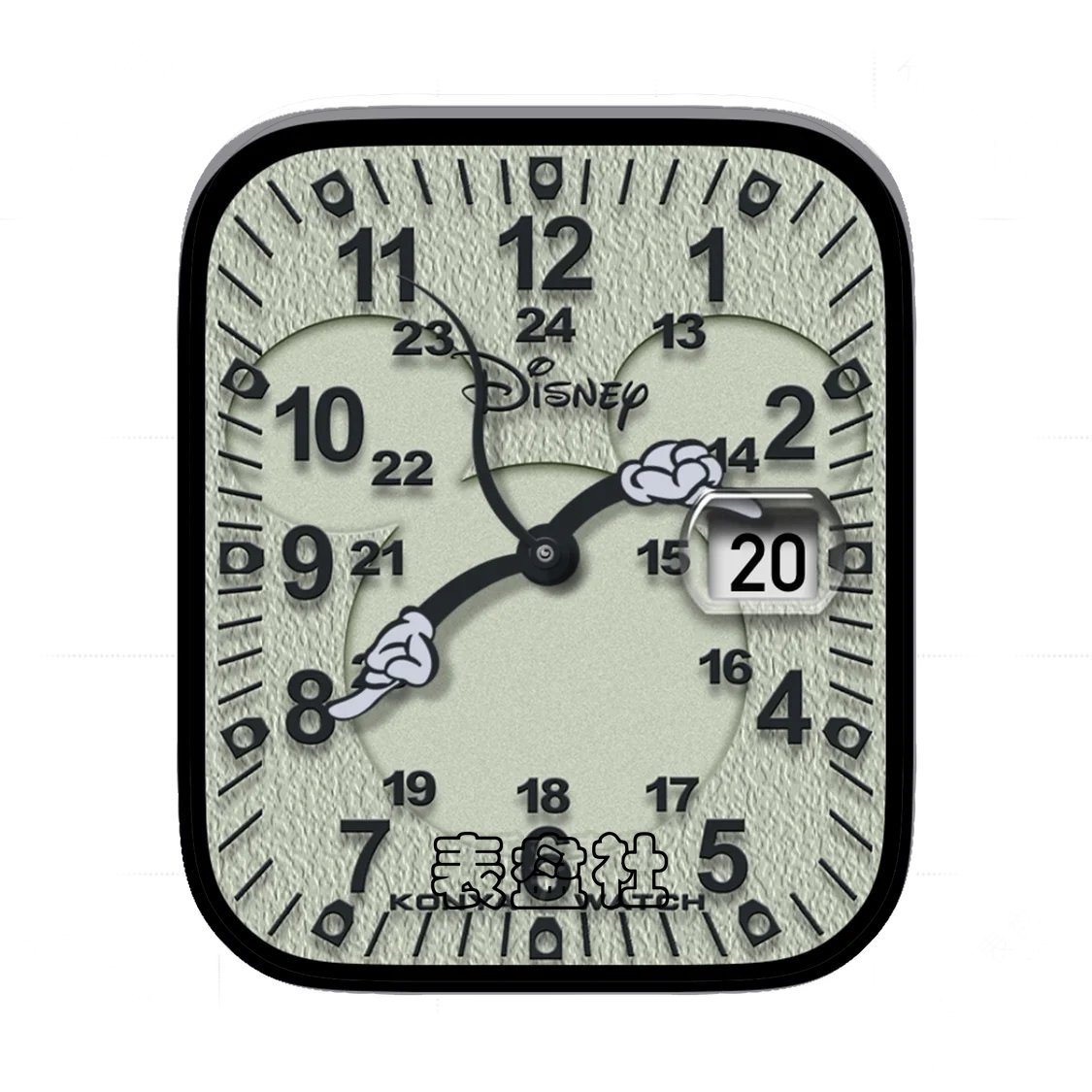 disney迪士尼米奇头部剪影简约数字年历表盘
