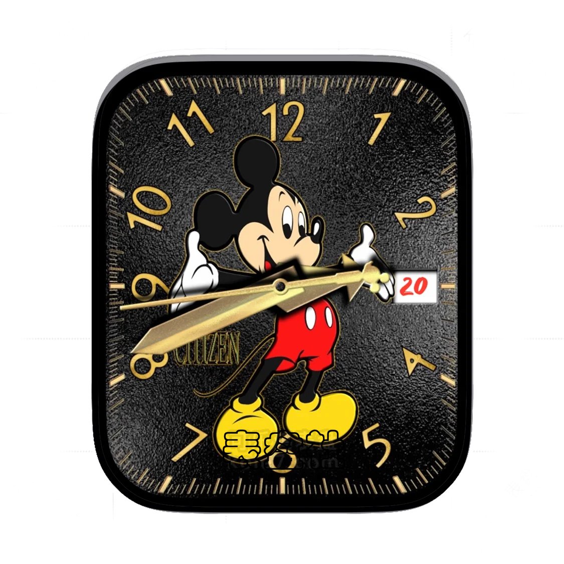 Mickey米奇磨砂黑金色简约数字年历表盘