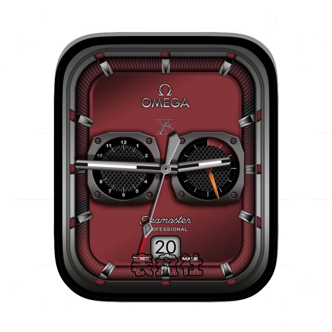 OMEGA欧米茄暗红双盘式简约年历表盘