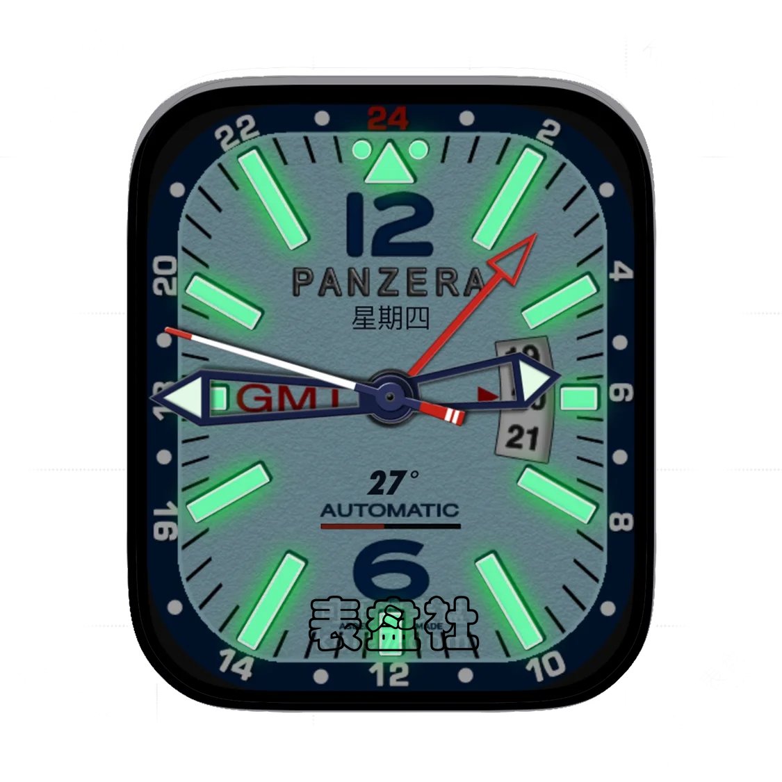 PANZERA磨砂蓝荧光绿Ultra专用表盘