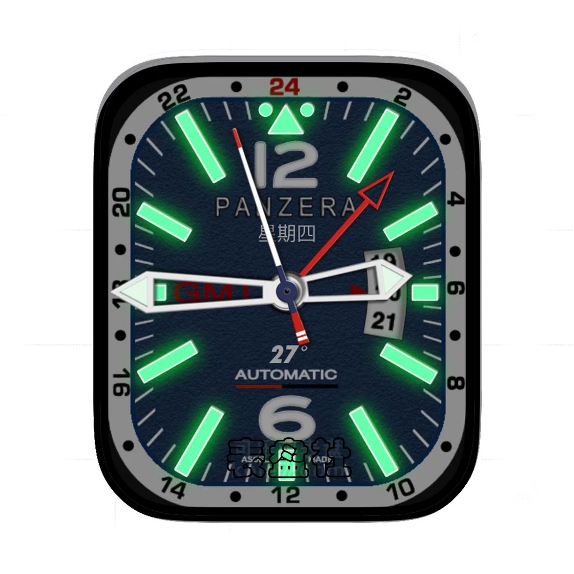 PANZERA磨砂墨蓝荧光绿Ultra专用Ultra专用表盘
