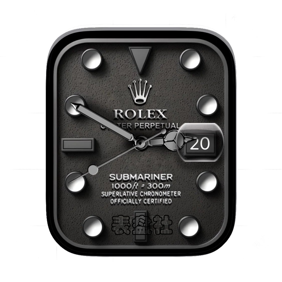 Rolex劳力士3D质感磨砂黑简约年历表盘