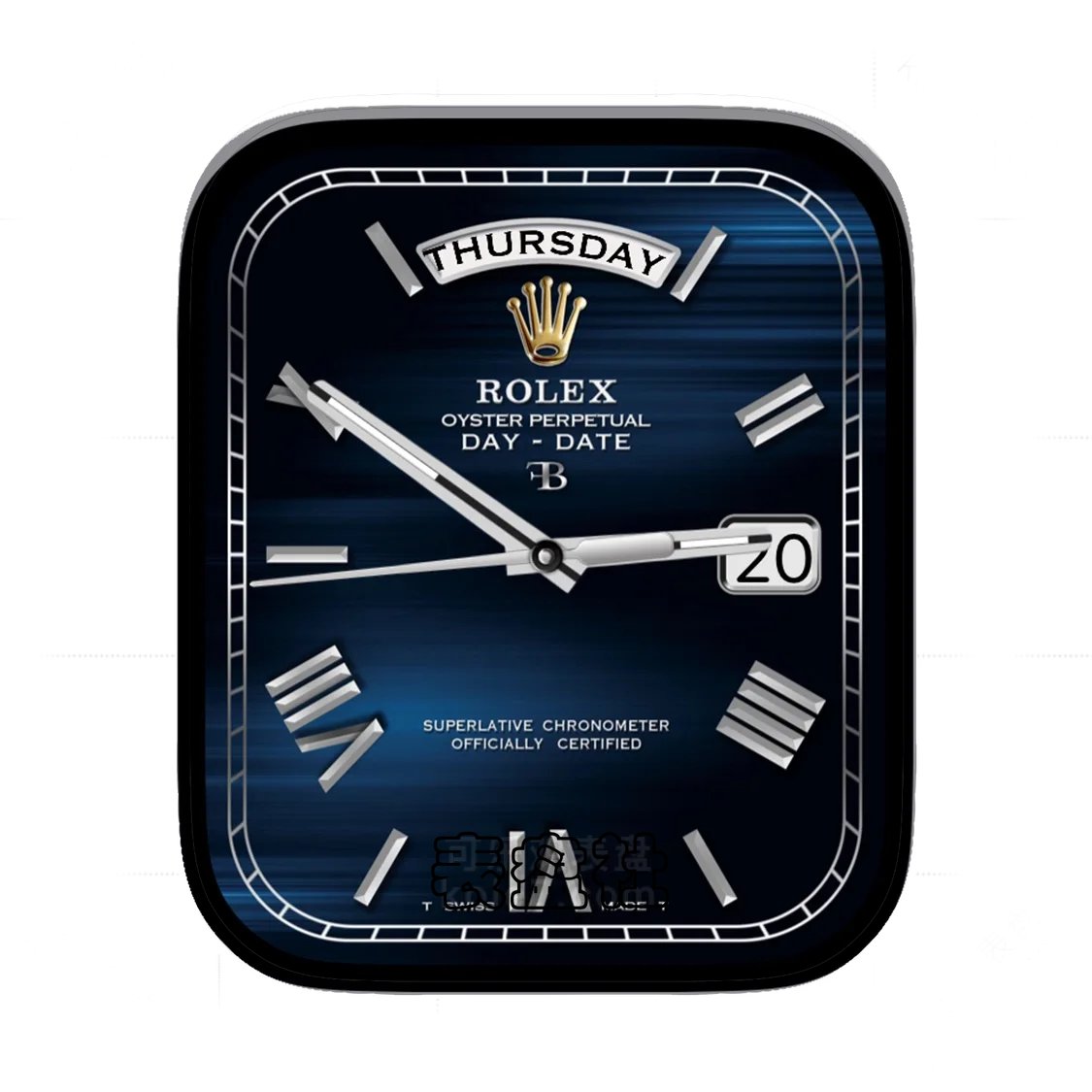 Rolex劳力士金属拉丝墨蓝简约年历表盘