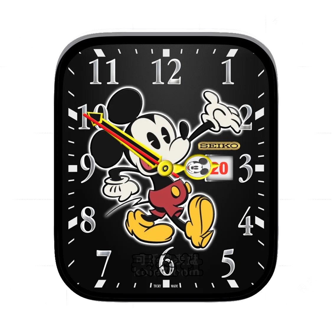 SEIKO精工米奇酷黑简约数字年历表盘