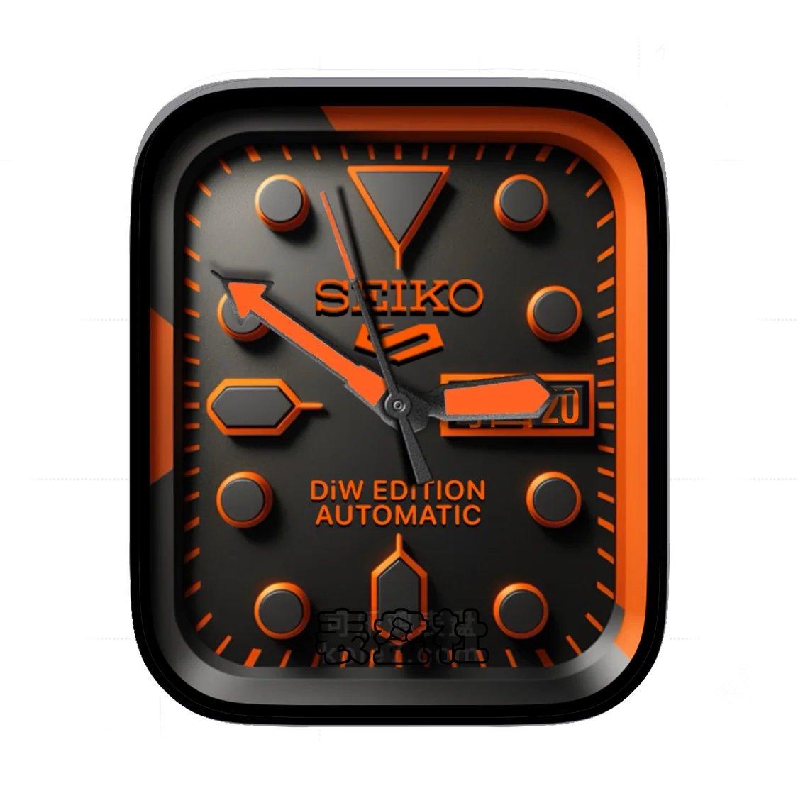 SEIKO精工高级3D质感橙色简约年历表盘