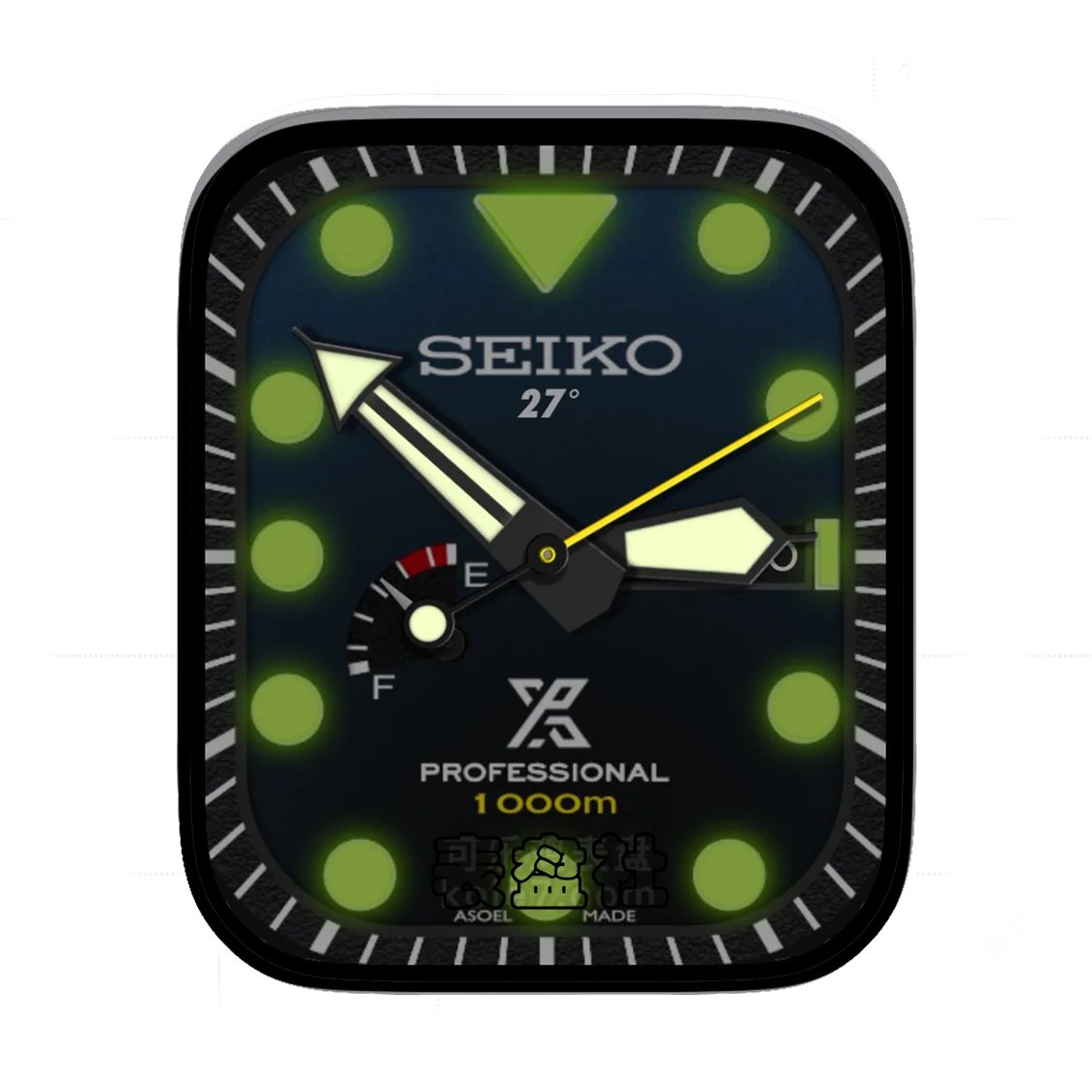 SEIKO精工荧光绿简约年历表盘