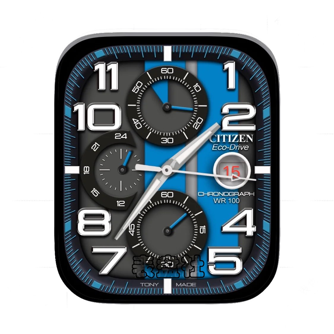 CITIZEN西铁城灰蓝三盘式数字年历Ultra专用表盘