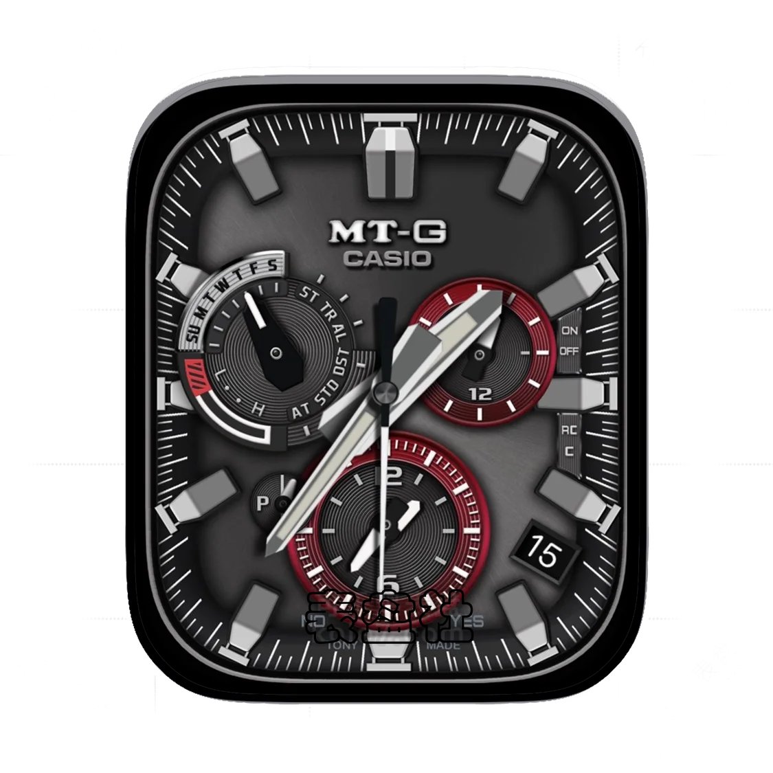 CASIO卡西欧酷黑高级金属拉丝三盘式年历Ultra专用表盘