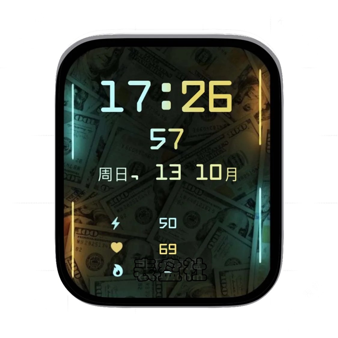 恭喜发财美元背景多功能显示表盘