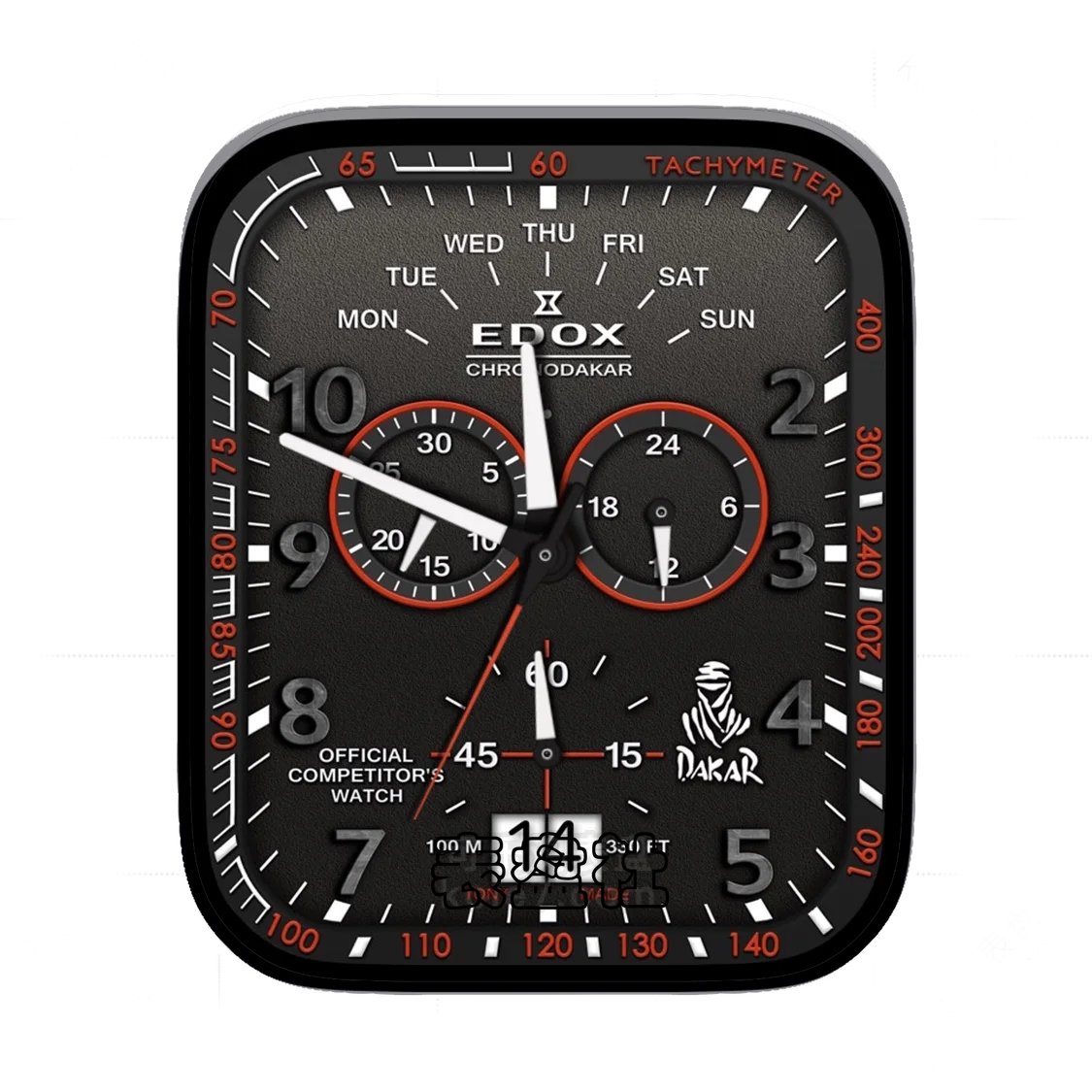 EDOX依度磨砂黑高级3D质感三盘式年历表盘