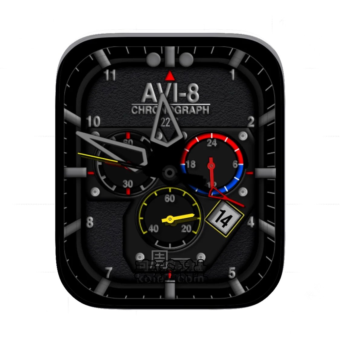 AVI-8高级磨砂黑三盘式年历Ultra专用表盘