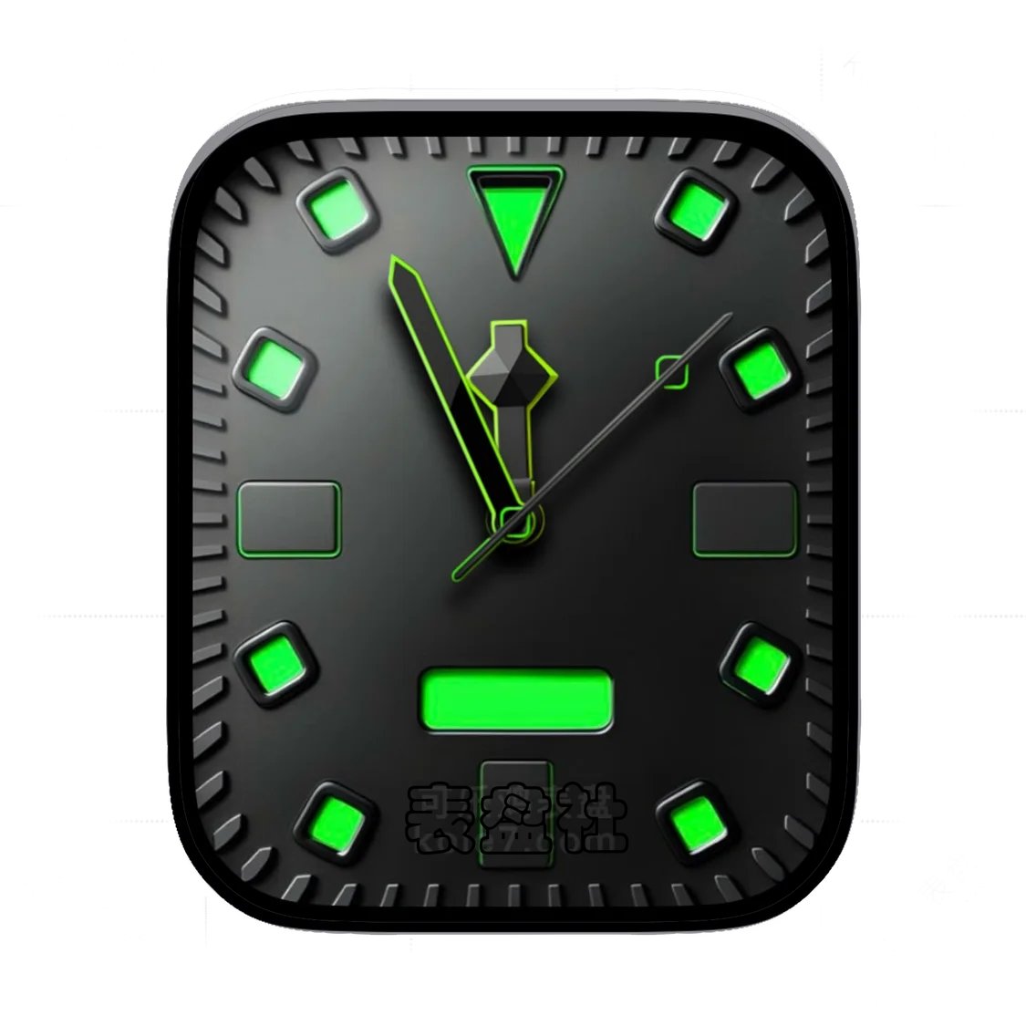 酷黑荧光绿极简风格表盘