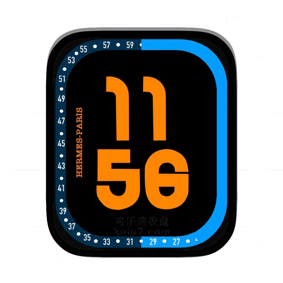 HERMES爱马仕酷黑底橙色简约数字时间Ultra专用表盘