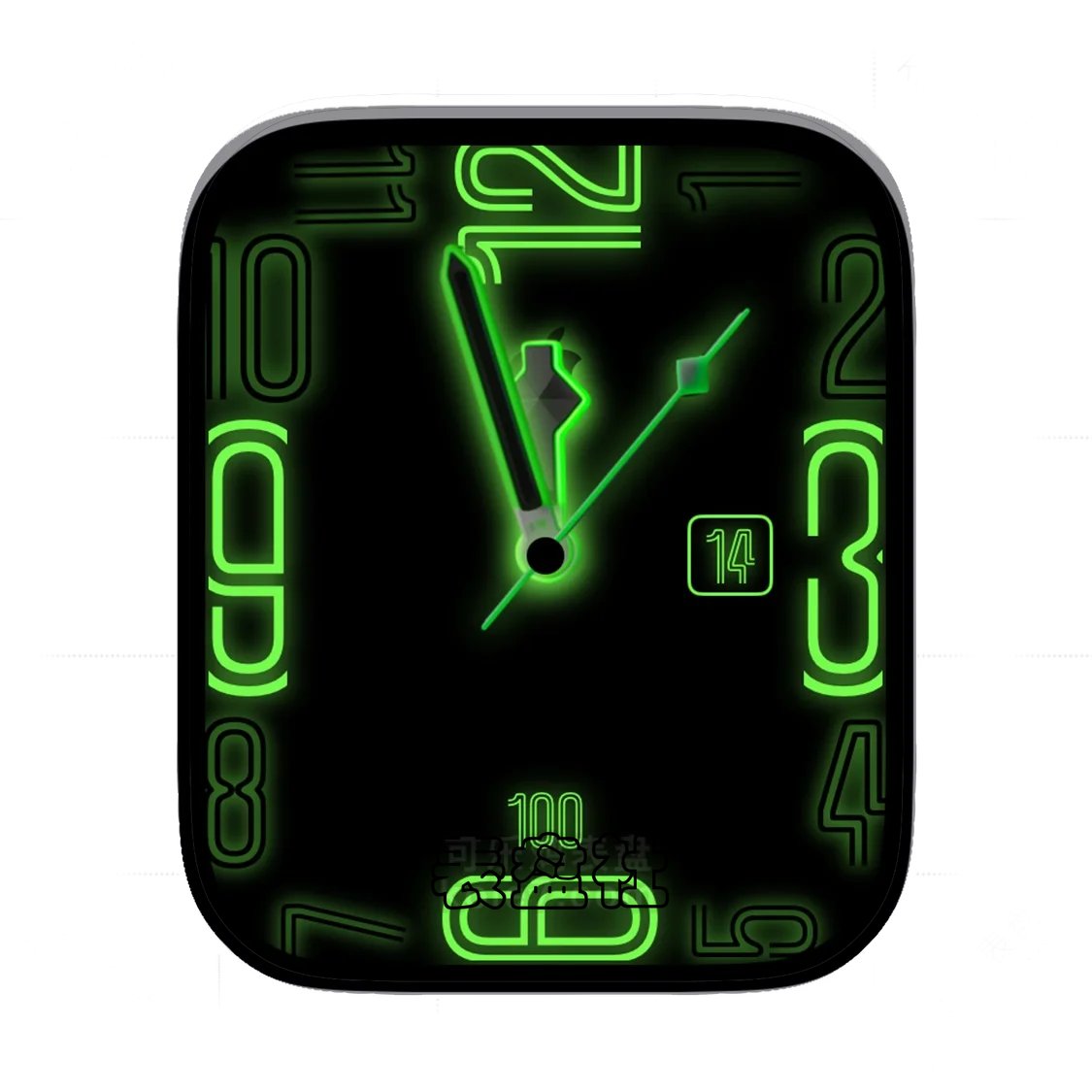 炫酷荧光绿简约数字时间表盘